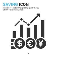 Exchange rate icon vector with glyph style isolated on white background. Vector illustration graph sign symbol icon concept for business, finance, industry, company, apps, web and all project