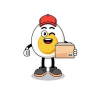 boiled egg mascot cartoon as an courier vector