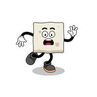 slipping tofu mascot illustration vector