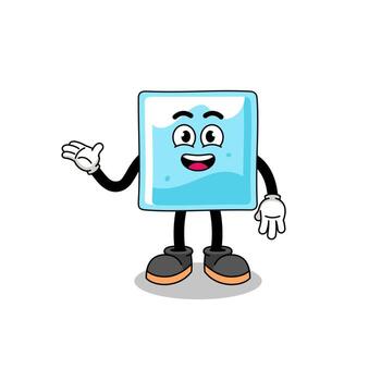 ice block cartoon with welcome pose vector