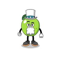 ilustración de dibujos animados de manzana verde con gesto de te quiero vector