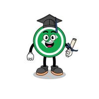 mascota de marca de verificación con pose de graduación vector