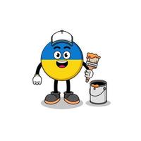 Character mascot of ukraine flag as a painter vector