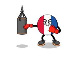 ilustración, de, bandera de francia, boxeador vector