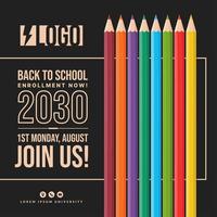 Welcome back to school background with colour pencils, Concept of education banner with back to School lettering design vector