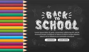 Welcome back to school background with colour pencils, Concept of education banner with back to School lettering design vector