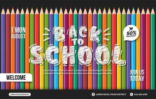 Welcome back to school background with colorful pencils, Concept of education templates for invitation, banner and poster vector