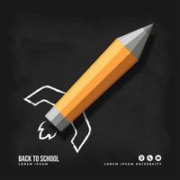 Pencil rocket launching background vector design, Back to school concept for invitation poster and banner