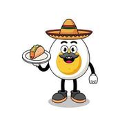 Character cartoon of boiled egg as a mexican chef vector