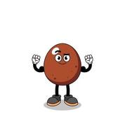 Mascot cartoon of chocolate egg posing with muscle vector