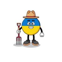 Cartoon mascot of ukraine flag farmer vector