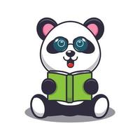 lindo panda leyendo un libro ilustración vectorial de dibujos animados vector