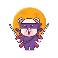 Cute polar bear ninja cartoon vector illustration