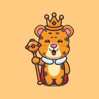 Cute leopard king cartoon vector illustration