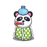 Cute panda sick cartoon vector illustration