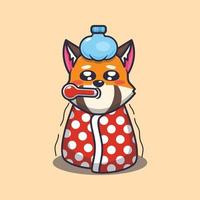 Cute red panda sick cartoon vector illustration