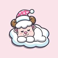 Cute sheep sleep cartoon vector illustration