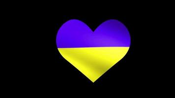 forma de corazón con una bandera ucraniana azul-amarilla. animación 4k foto