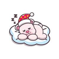 Cute polar bear sleep cartoon vector illustration
