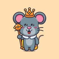 Cute mouse king cartoon vector illustration