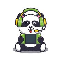 lindo panda jugando un juego de dibujos animados ilustración vectorial vector