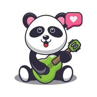 Cute panda playing guitar cartoon vector illustration