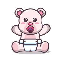 Cute baby polar bear cartoon vector illustration