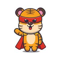 Cute super tiger cartoon vector illustration