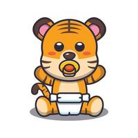 Cute baby tiger cartoon vector illustration