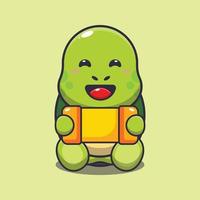 Cute turtle playing a game cartoon vector illustration
