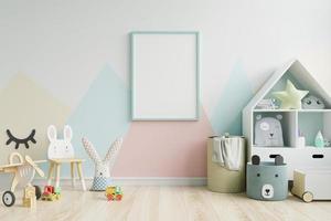 Mock up poster frame in children room,kids room,nursery mockup,pastel colors background.