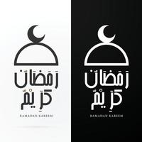 ramadan kareem background with mosque and arabic calligraphy pattern use for social media ads and banner template vector