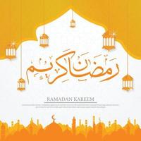 ramadan kareem fondo islámico con cúpula de mezquita y estilo de concepto de patrón árabe, eid mubarak, hari raya, eid fitr, eid adha, hajj, umrah vector