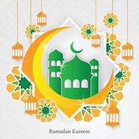 ramadan kareem fondo islámico con cúpula de mezquita y estilo de concepto de patrón árabe, eid mubarak, hari raya, eid fitr, eid adha, hajj, umrah vector