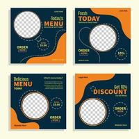 Square banner design template for restaurant or cafe. Food social media banner vector