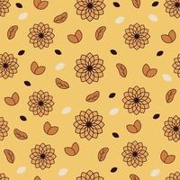 Vector graphic of seamless pattern design with yellow, brown and white color scheme and also with flower illustration. Perfect for pattern of textile industry