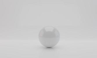 esfera blanca con reflejo en el fondo blanco. representación 3d foto
