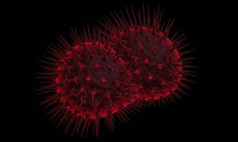 bacterias abstractas o células de virus en forma esférica con antenas largas. coronavirus. concepto de pandemia o infección por virus - representación 3d. foto