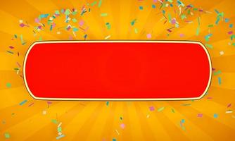 Red oval sign There is a golden yellow background and a golden streamer, with various colored paper spreading over to congratulate the announcement or product promotion .3D Rendering photo