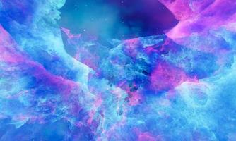 Aerosol clouds, space haze or cosmic rays, pink, pastel blue, space sky with many stars. Travel in the universe. 3D Rendering photo