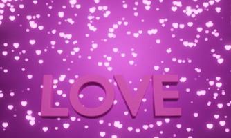 Pink letters of Love isolated on pink background for Happy Valentine's Day celebration in 3d rendering. photo