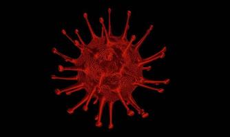 modelo para el brote de coronavirus covid-19 y el concepto de influenza coronavirus en un fondo negro como casos peligrosos de cepa de gripe como un riesgo médico pandémico para la salud con células de la enfermedad como una representación 3d foto