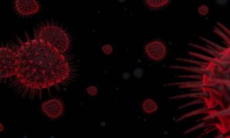 Abstract bacteria or virus cell in spherical shape with long antennas. Corona virus. Pandemic or virus infection concept - 3D Rendering. photo