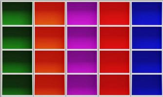 Multi-colored wooden locker or box. Shoe shelf or showcase. 3D Rendering. photo