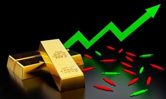 Gold bar 999.9  on black background. in forex trading Popular in the investment of investors during various crises of the world like war. 3D rendering. photo