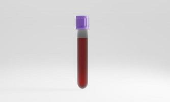Test tubes with blood and without label  isolated on white background. Concept for testing corona virus. 3D Rendering. photo