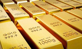 Gold bar 999.9  in forex trading Popular in the investment of investors during various crises of the world like war. 3D rendering. photo