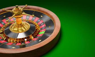 Gambling equipment in roulette type casinos. Competitive games Bet in the casino. Table for gambling called Roulette. 3D Rendering photo
