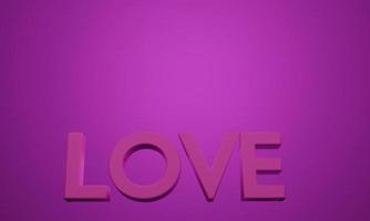 Pink letters of Love isolated on pink background for Happy Valentine's Day celebration in 3d rendering. photo