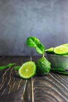 Fresh bergamot fruit slices in a bowl photo